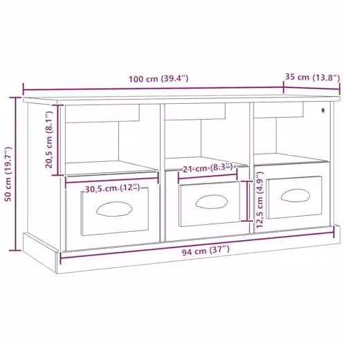 vidaXL Modern TV Cabinet in Concrete Grey, W/D/H: 100 x 35 x 50 cm – 2