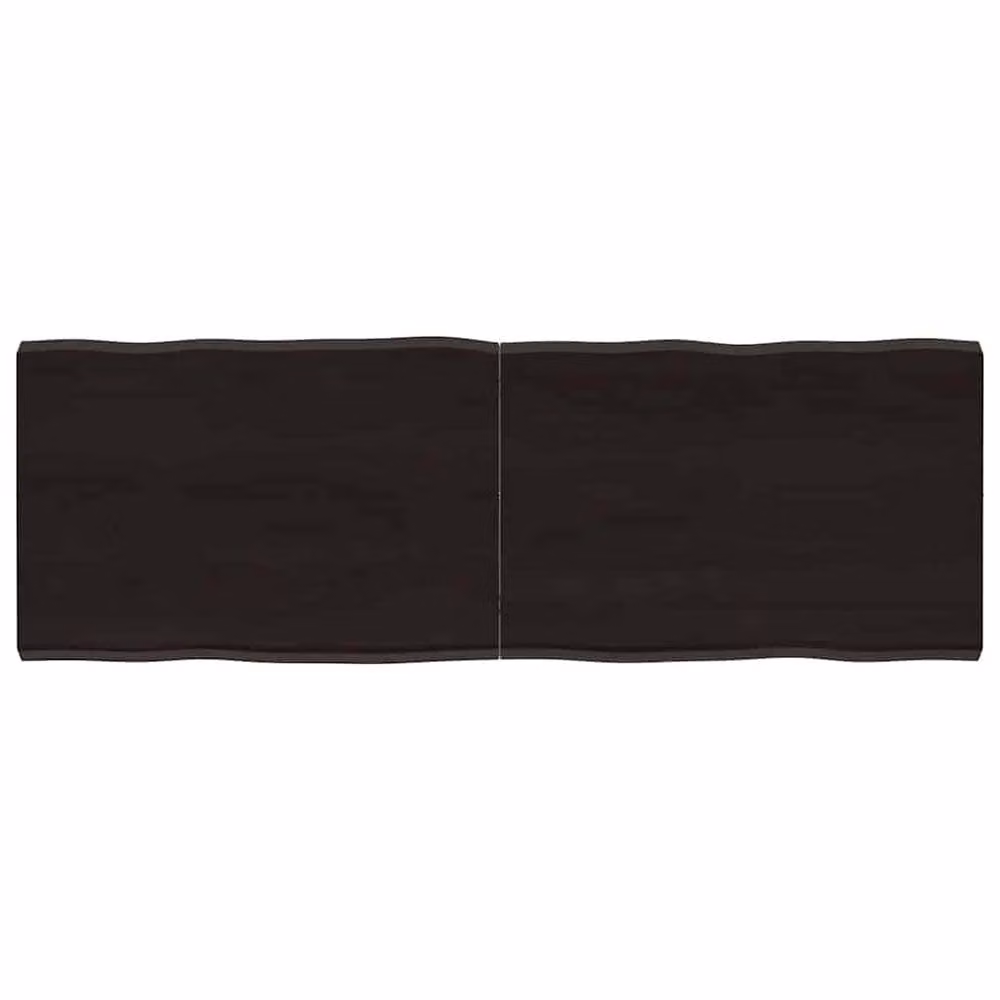 Berkfield Home Rustic Live Edge Solid Oak Table Top in Dark Brown and Dark Grey, W: 140 cm, D: 50 cm, H: 2-4 cm – 2