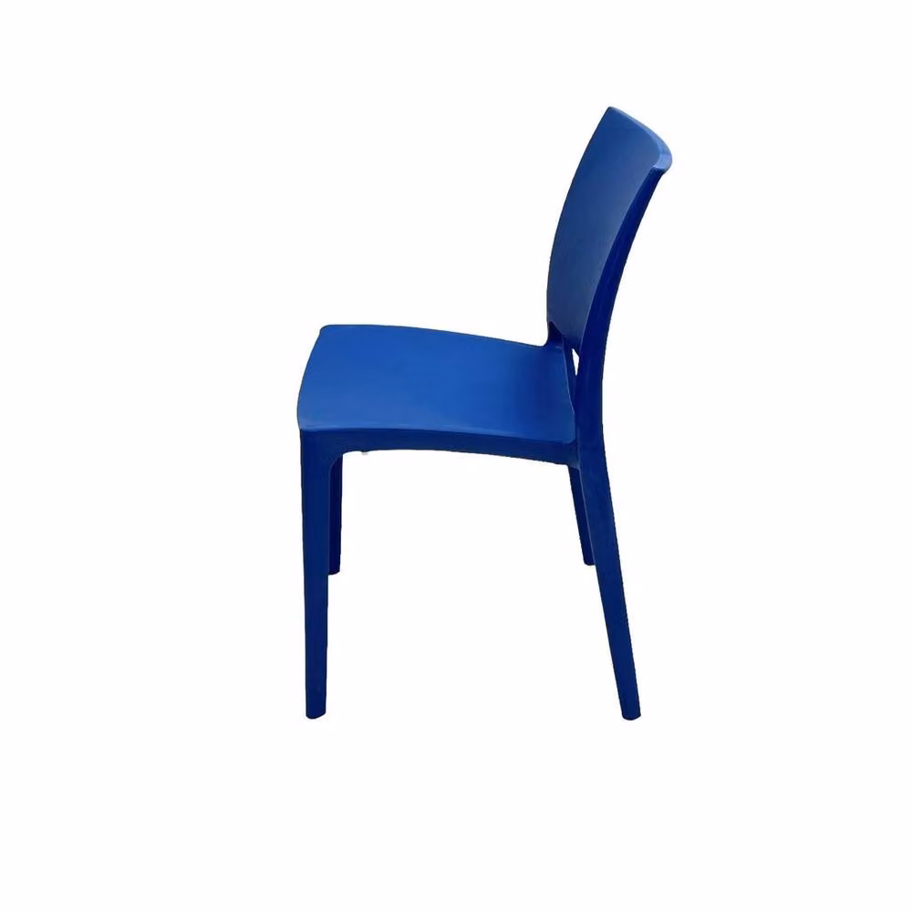 NESTLUNE Blue Plastic Stackable Garden and Bedroom Chairs, Pack of 2 – 3