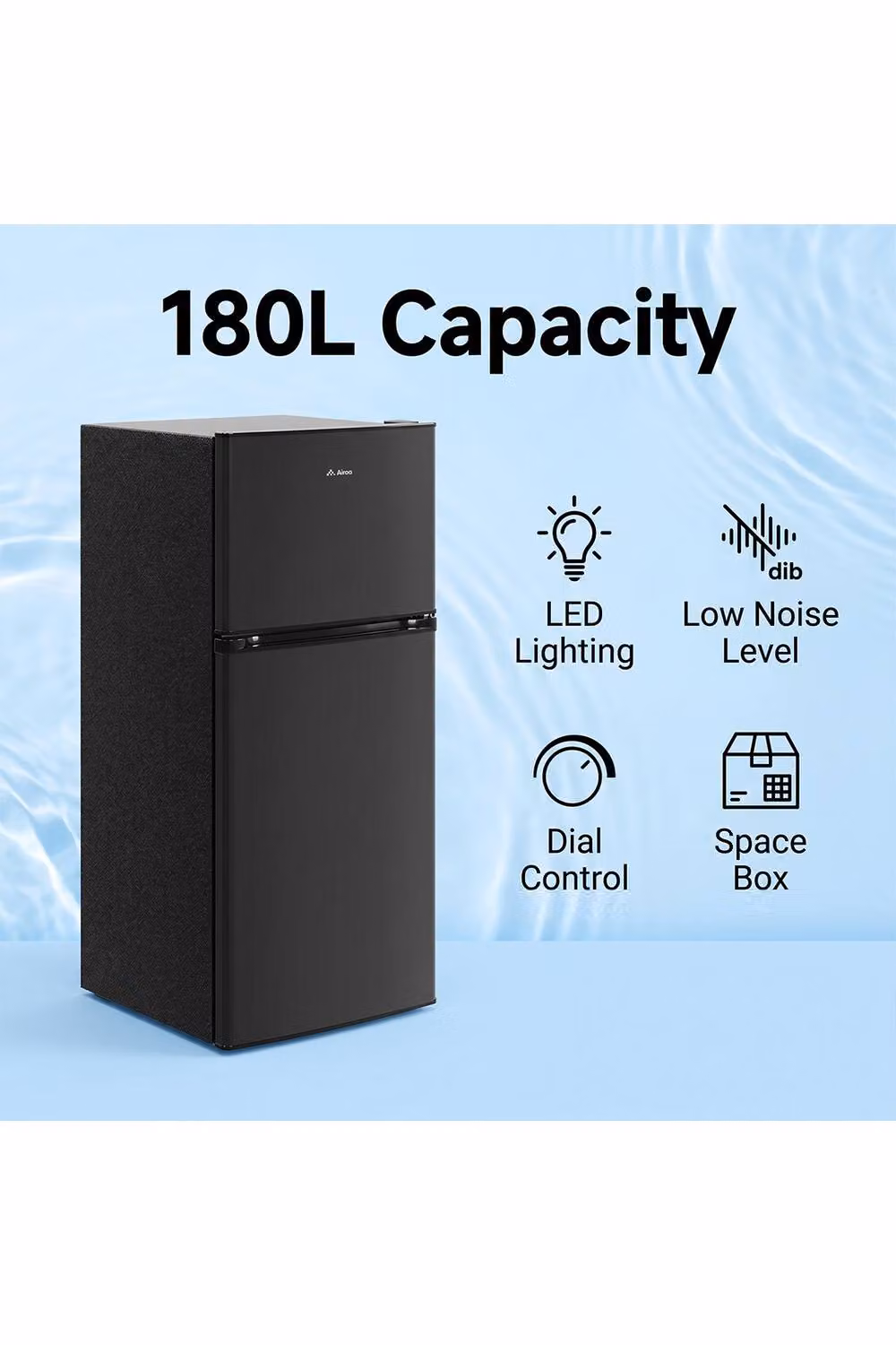 Living and Home 180L Double Door Fridge Freezer with 45L Separate Top Freezer in Black – 5