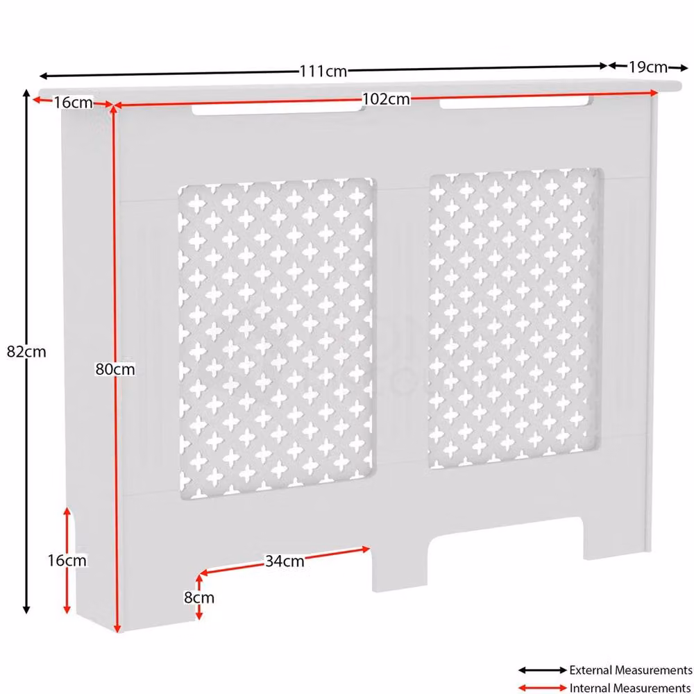 FORGEVIO Modern Geometric Radiator Cover Cabinet in White Matt MDF Wood – 2
