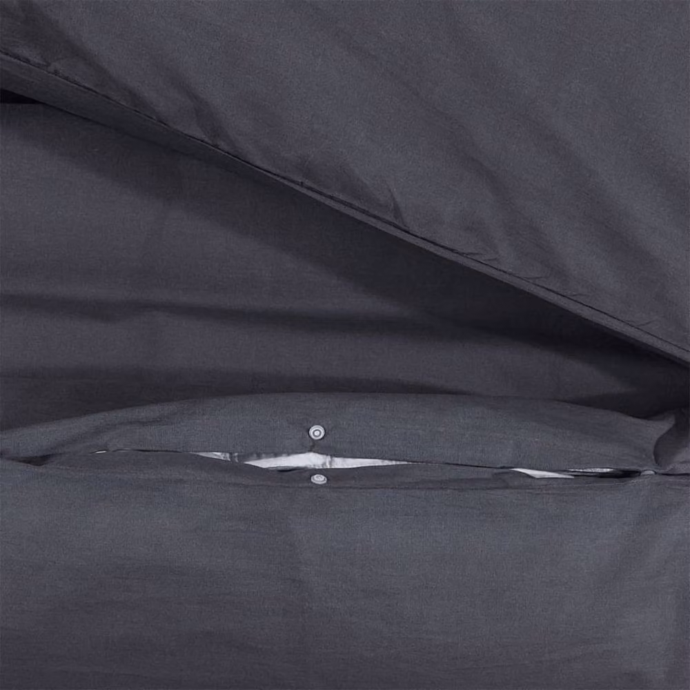 Berkfield Home Elegant Cotton Duvet Cover and Pillowcase Set, Black, W: 140 cm, L: 200 cm – 4
