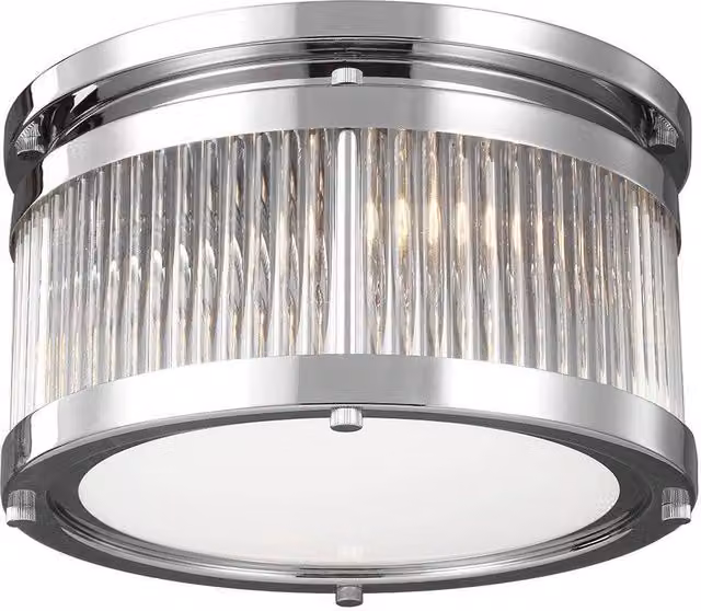 Elstead Paulson 3 Light Bathroom Flush Mount Ceiling Light in Chrome with Transparent Glass, G9, IP44
