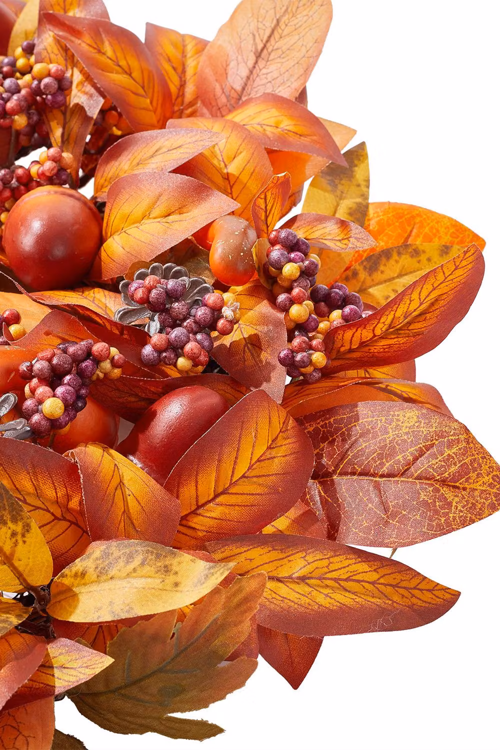 Garden Sanctuary Orange Artificial Maple Leaf and Berry Halloween Wreath – 2