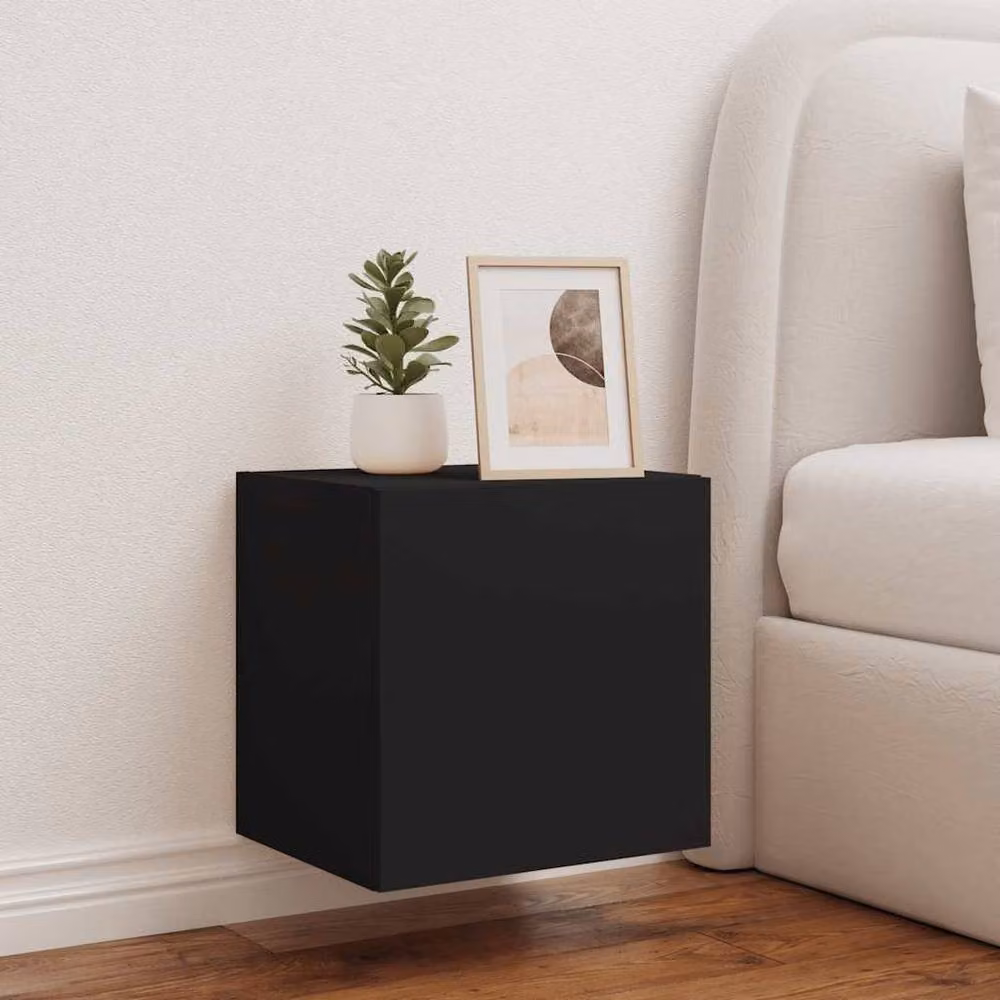 Berkfield Home Modern TV Wall Cabinet with LED Lights in Black, W/D/H: 40.5 x 35 x 40 cm – 4