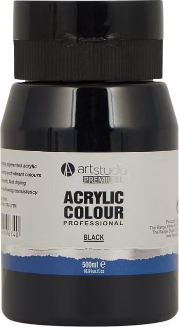 Art Studio Premium Acrylic Paint Black 500ml