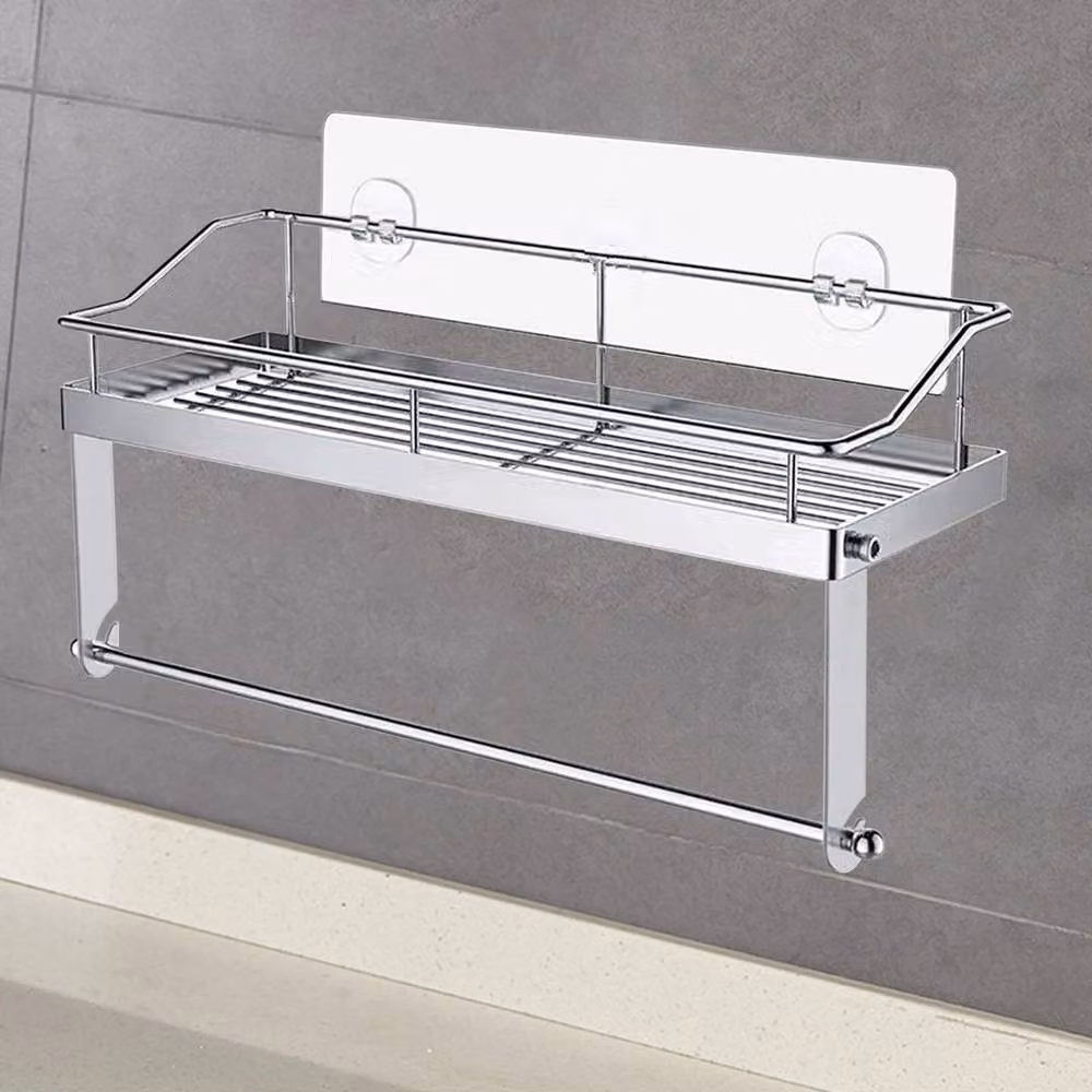 Kelvenix Stainless Steel Adhesive Paper Towel Holder with Shelf in Silver – 2