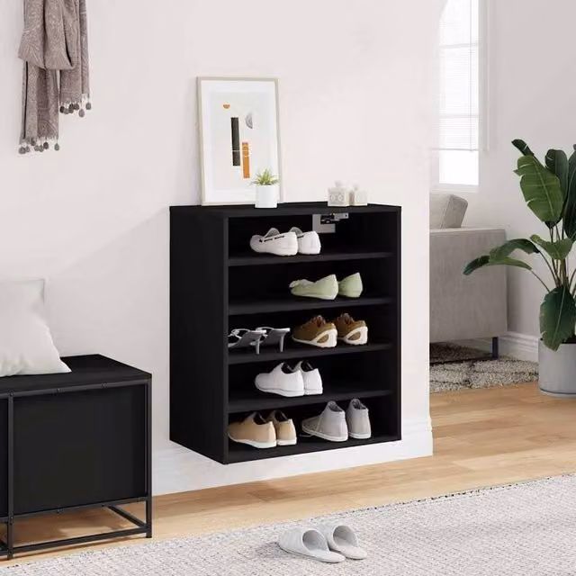 Berkfield Home Modern Black Shoe Cabinet with Internal Flat Shelves, W/D/H: 60 x 35 x 70 cm – 1