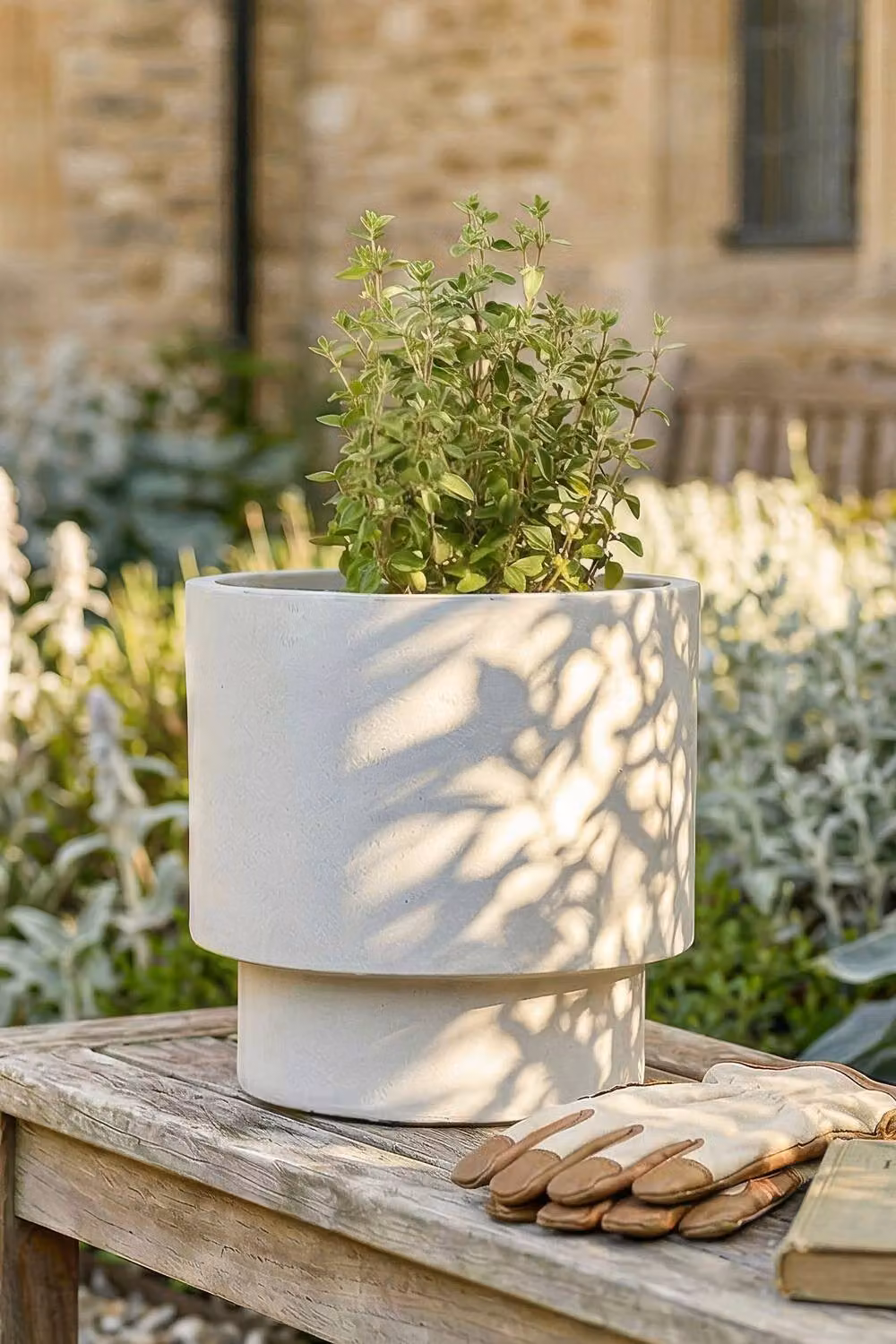 Dibor Set of 3 Beige Ceramic Garden Plant Pots for Indoor and Outdoor Use – 3