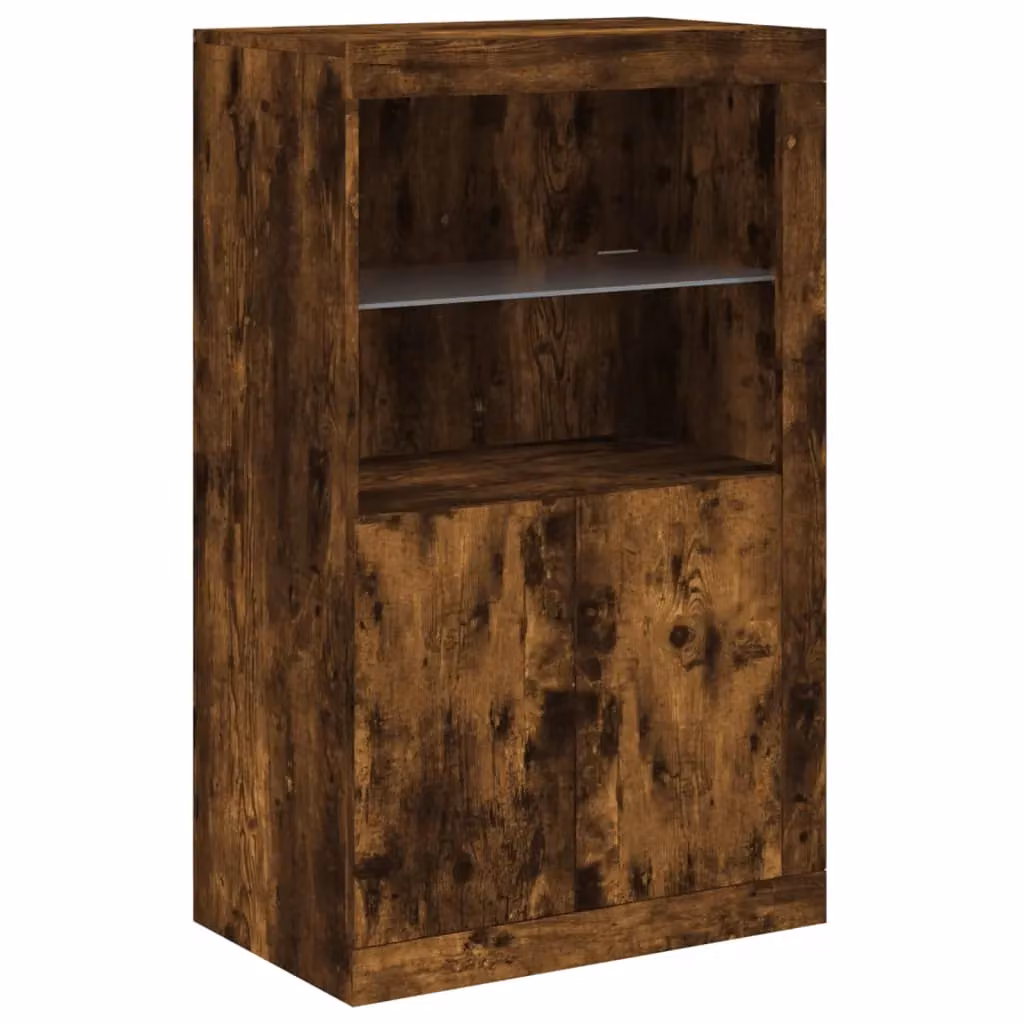Berkfield Home Modern Smoked Oak Sideboard with Integrated LED Lights in Brown, W: 162 cm, D: 37 cm, H: 100 cm – 7