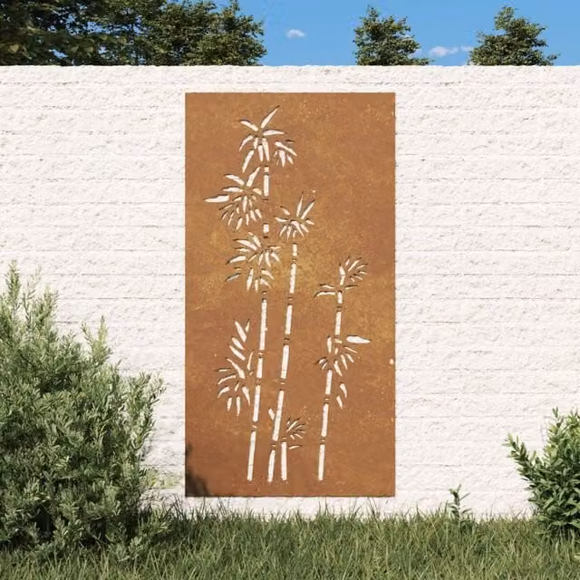 Berkfield Home Garden Brown Corten Steel Floral Wall Decoration, W: 105 cm, H: 55 cm – 1
