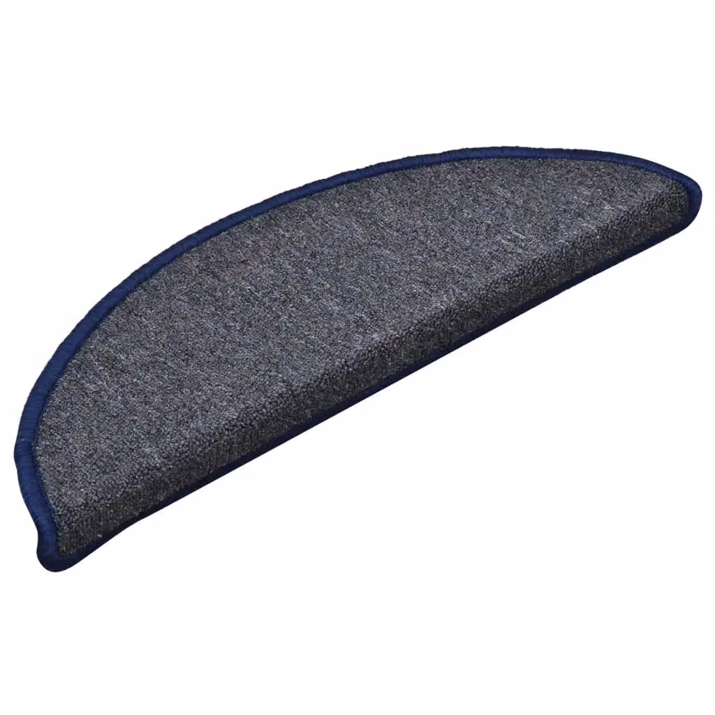 Berkfield Home Self-Adhesive Carpet Stair Treads, 15 Pieces, Dark Grey and Blue, W: 56 cm, D: 17 cm, H: 3 cm – 3