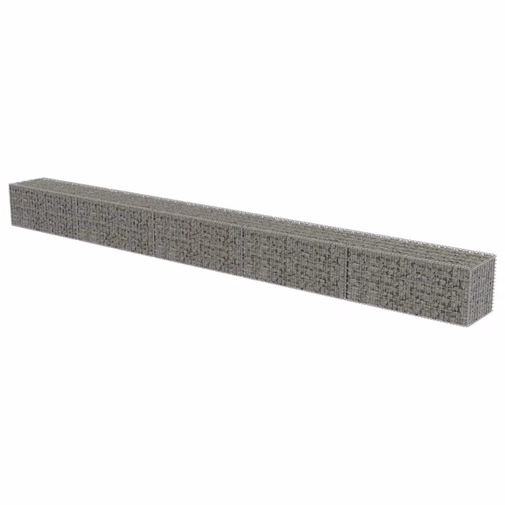 Berkfield Home Galvanised Steel Gabion Wall with Covers in Silver, W: 600 cm, D: 50 cm, H: 50 cm – 2
