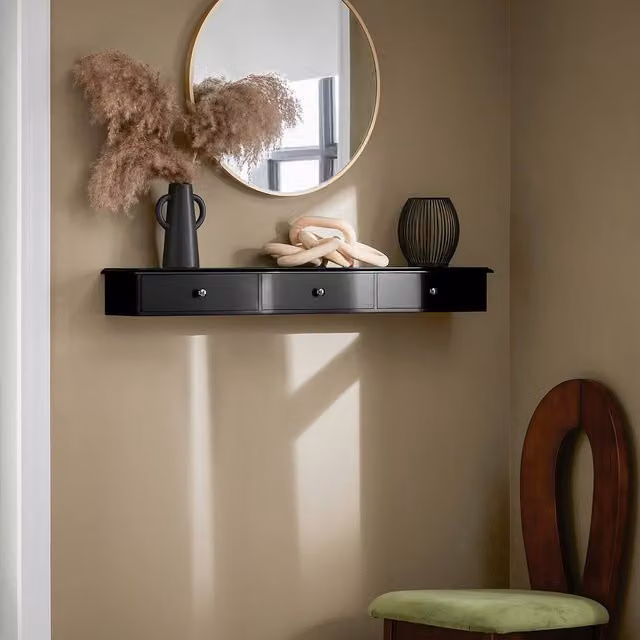 SoBuy Modern Wall-Mounted Floating Shelf with 3 Drawers in Black – 1