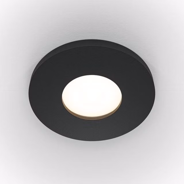 Maytoni Stark Round Recessed Downlight Black GU10 IP65