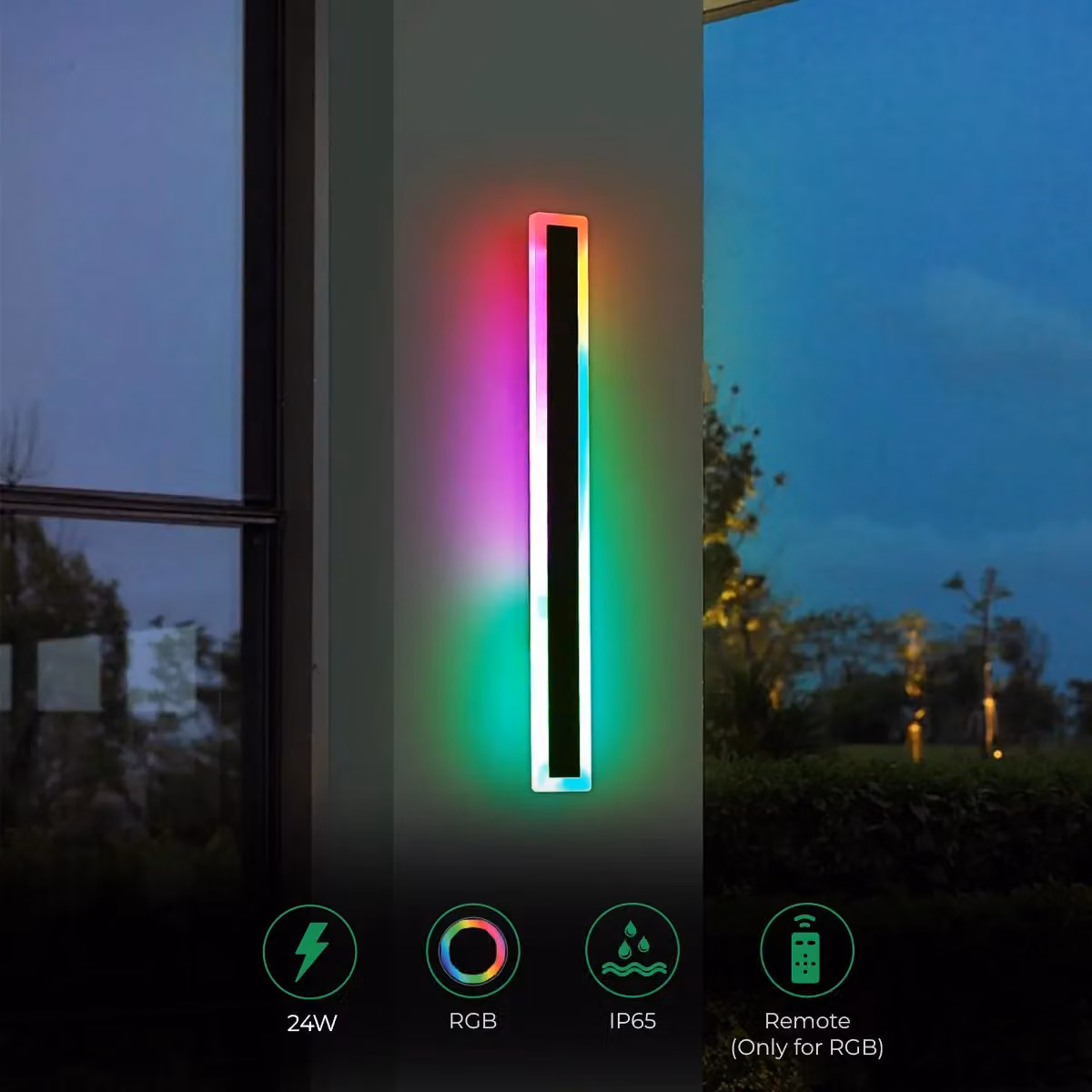 ENER-J RGB LED Outdoor Wall Light, Black, 120 cm, 24W, IP65 – 2