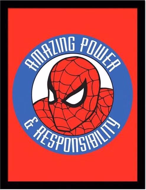Spider-Man Amazing Power and Responsibility Red Framed Paper Poster