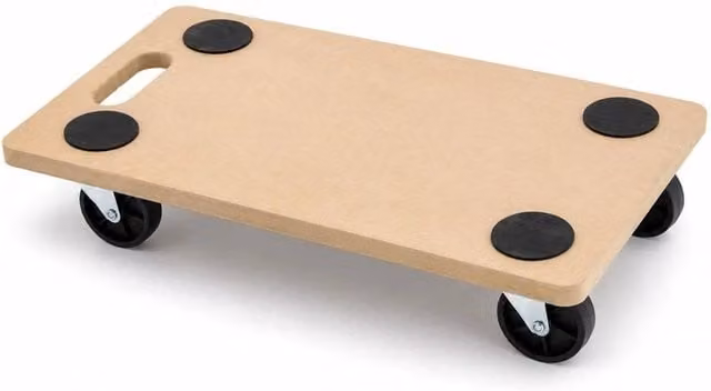 NESTLUNE Brown Wheeled Platform Dolly Furniture Mover with 150kg Capacity