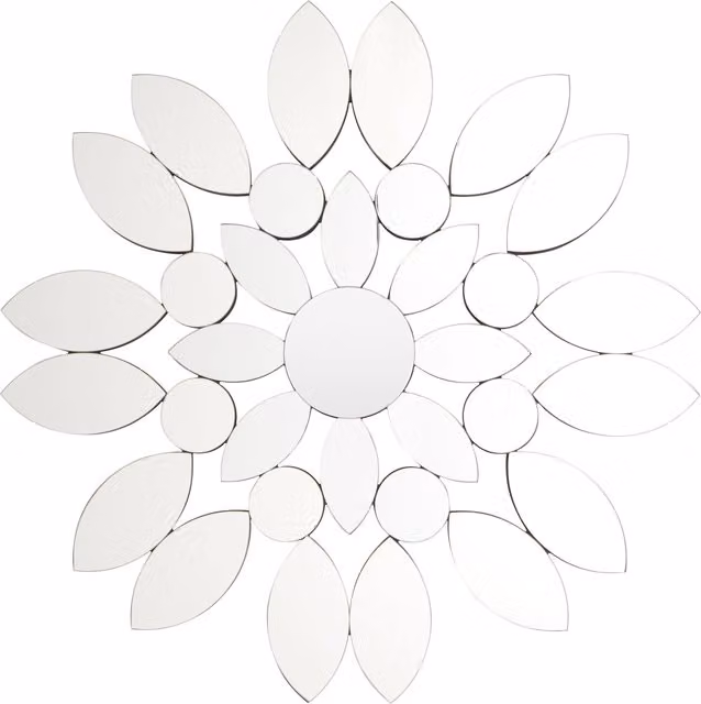 Orsina Silver Flower Shaped Wall Mirror with Floral Petal Design