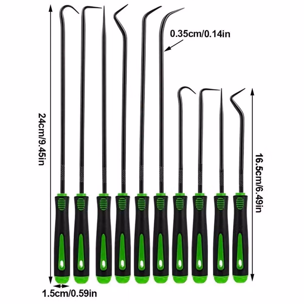 VOGREX 10-Piece Green O-Ring Hook Pick Removal Tool Set, Length: 24 cm – 2
