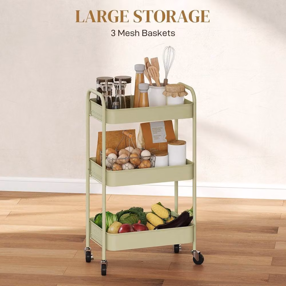 Kelvenix 3 Tier Rolling Utility Storage Trolley in Green – 2