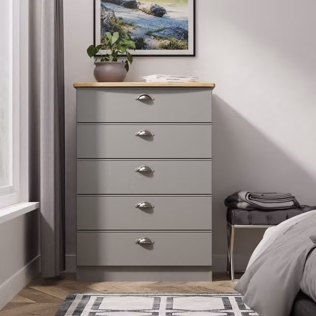 Ready Assembled 2 U Albert 5 Drawer Chest in Dark Grey – 1