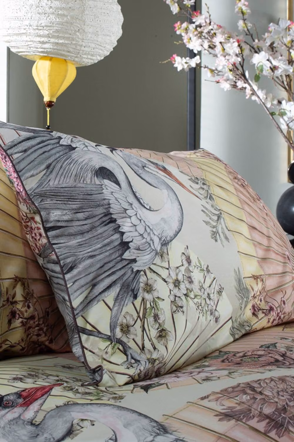 House of Norris Sakura Sunshade Floral Print 100% Cotton Duvet Cover and Decorative Cushion Set, Multicolour, 200 x 200 cm – 2