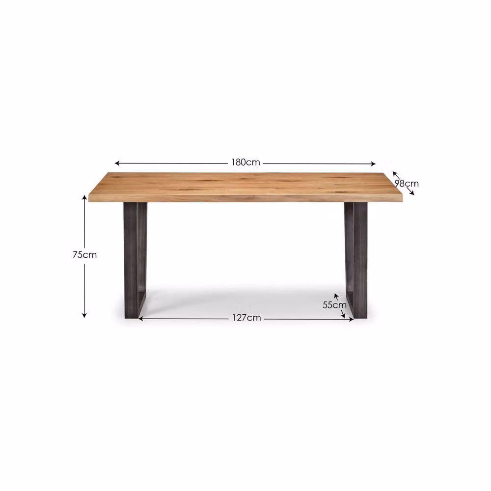 Cheshire Premium Huxford 180cm Oak and Metal Rectangular Dining Table in Brown and Multicolour – 3