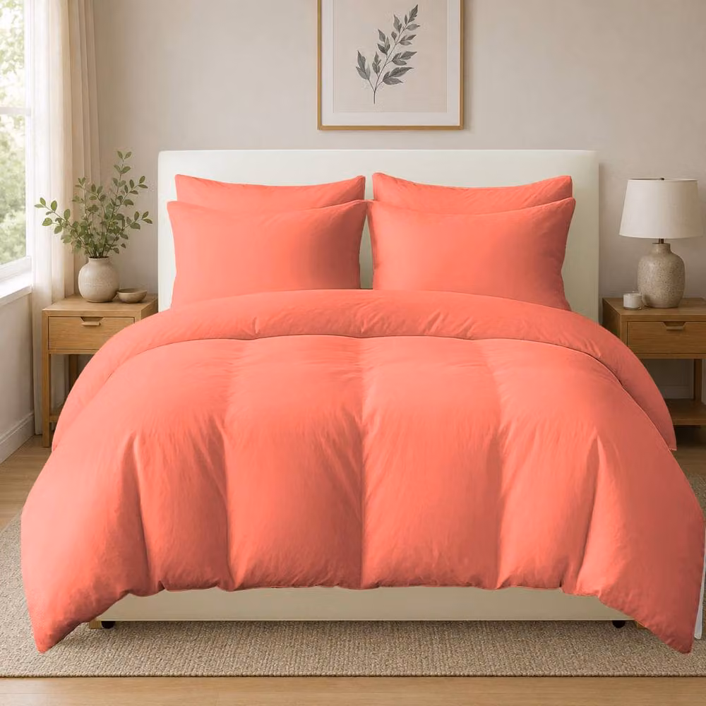 Grace 400 TC 100% Egyptian Cotton Duvet Cover Set with Zipper Closure, Coral, W/D/H: 180 x 200 cm – 2