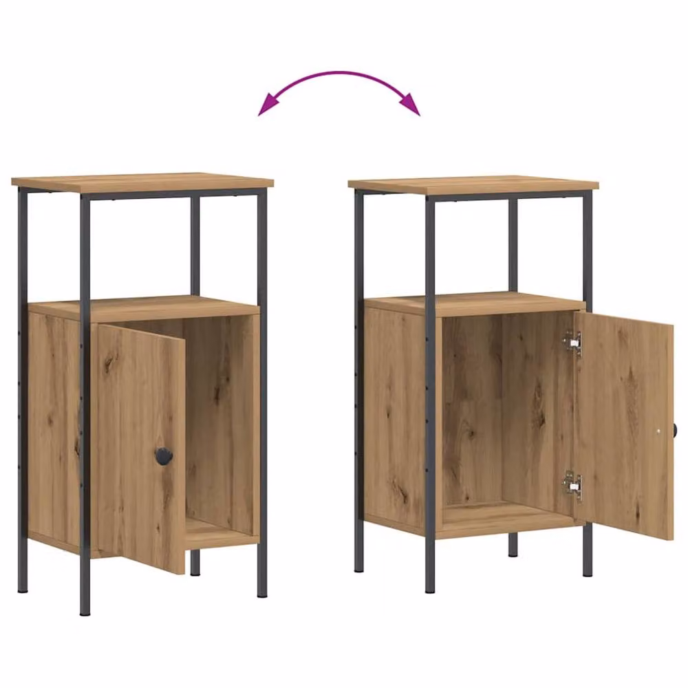 Berkfield Home Classic Bedside Cabinet in Artisan Oak Brown, W/D/H: 41 x 31 x 80 cm – 3