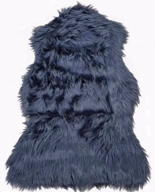 Kampala Hill Blue Faux Fur Rug with Non-Slip Backing