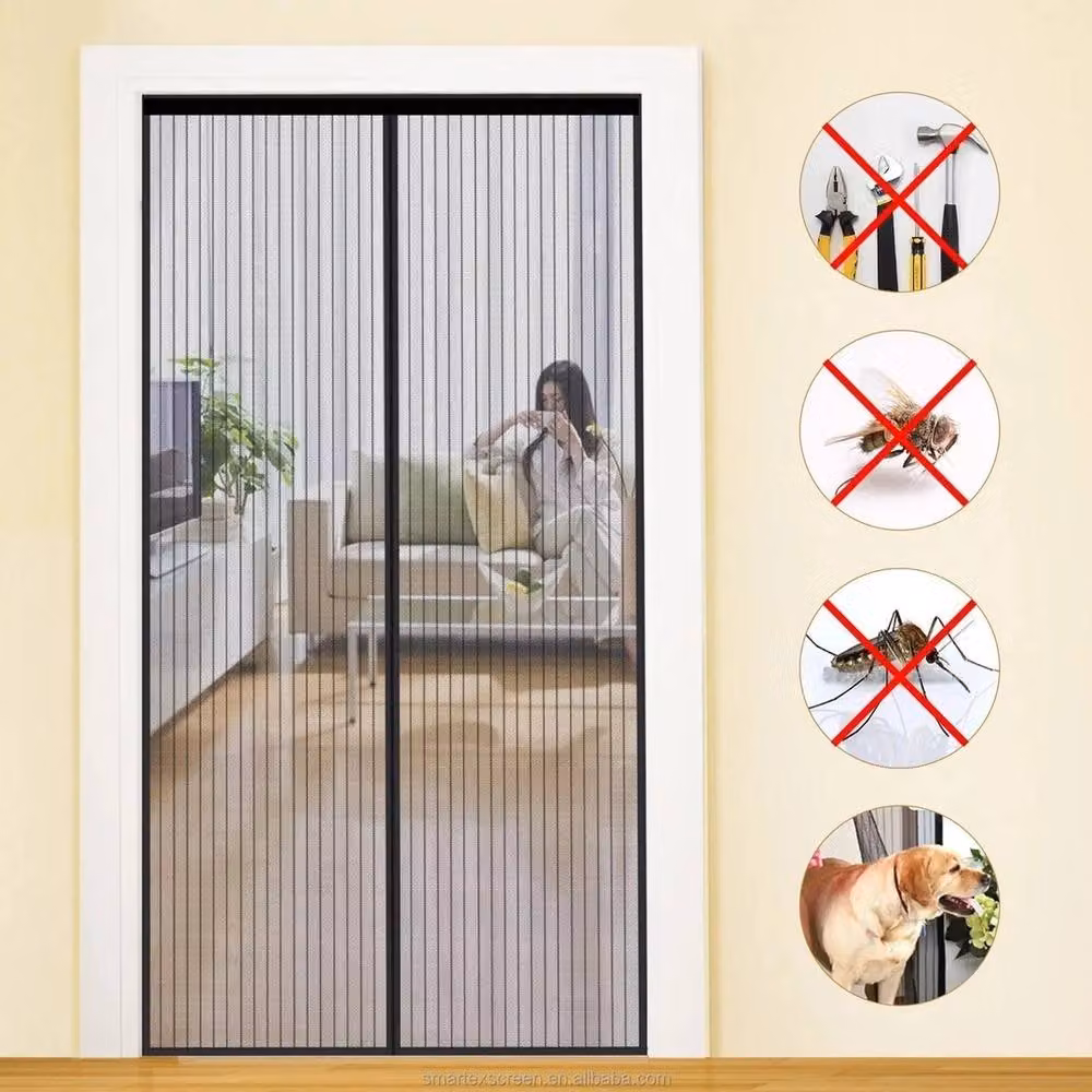 NESTLUNE Magnetic Insect Door Screen Net Magic Mesh Curtain, Black, W: 100 cm, H: 150 cm – 4