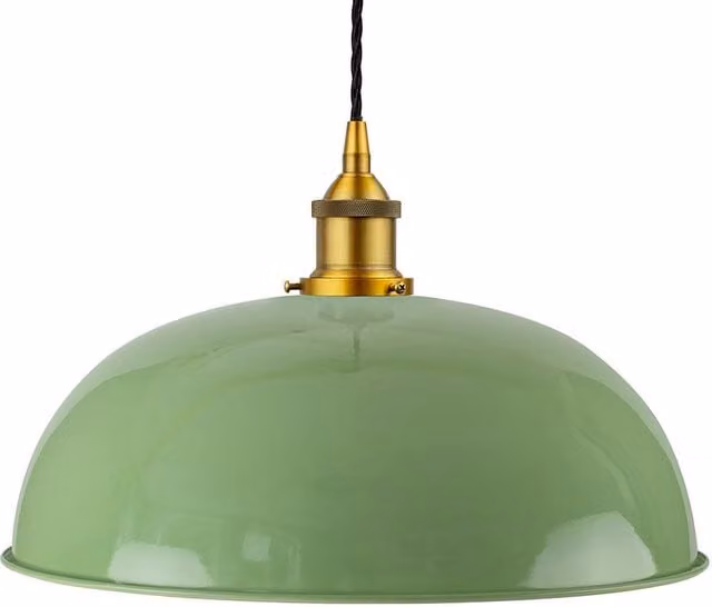 SE Home Worcester Pendant Light in Mint Green with Antique Gold and Black Twisted Details