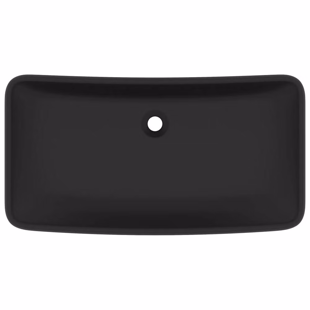 Berkfield Home Luxury Rectangular Ceramic Countertop Basin in Matt Black, W: 71 cm, D: 38 cm, H: 13.5 cm – 3