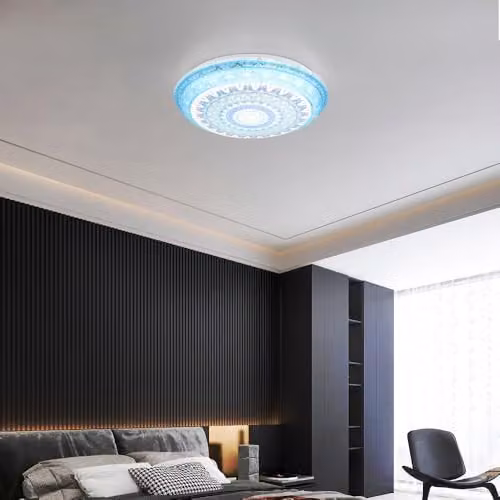 Globo Lighting CCT LED Ceiling Light in Blue and White, 18W, 600LM, D x H: 39 x 8.5 cm – 3