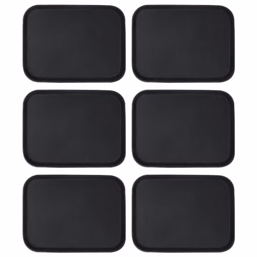 Argon Tableware Black Rectangular Non-Slip Rubberised Serving Trays, Pack of 6, W: 41 cm, D: 30.5 cm – 1
