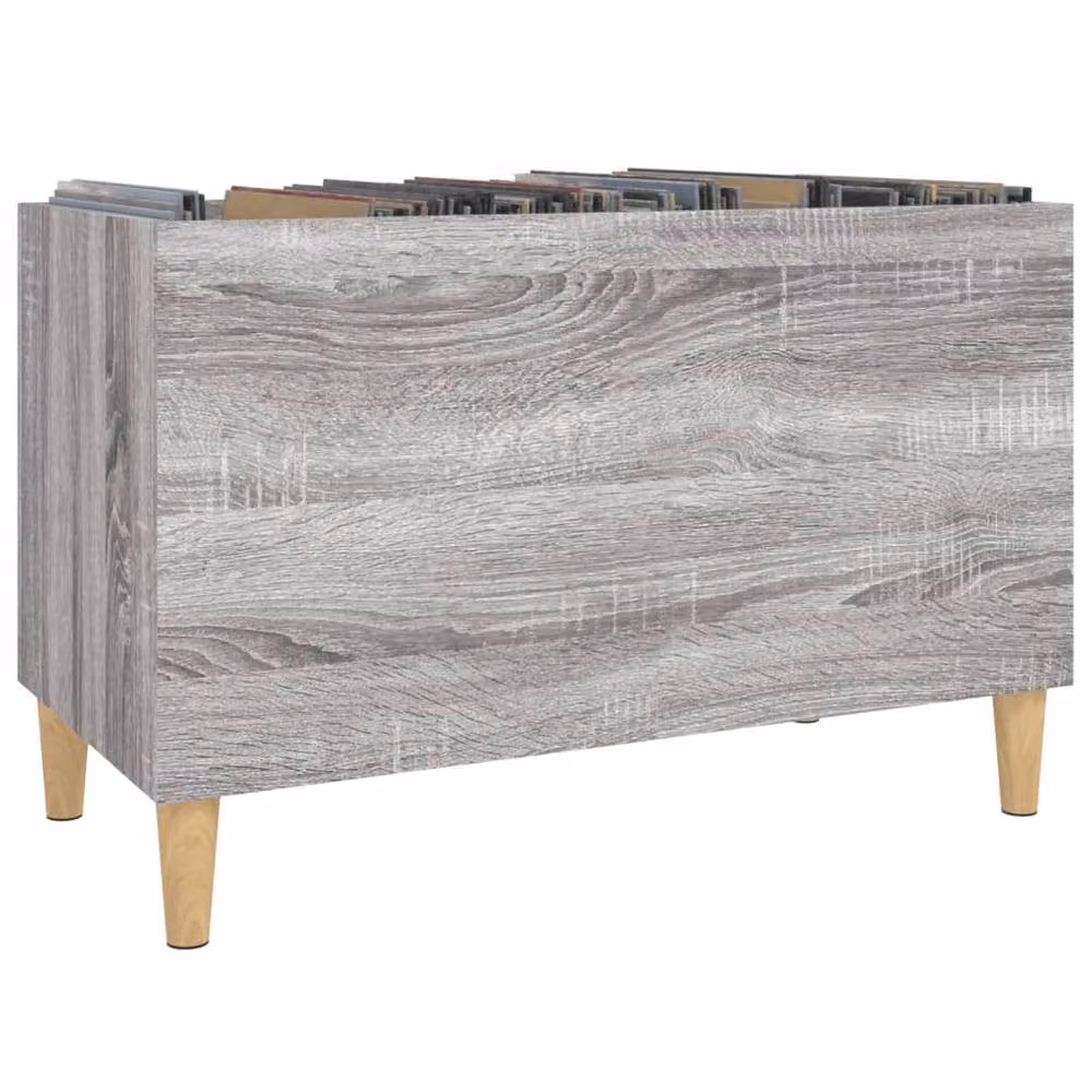 Berkfield Home Record Cabinet in Grey Sonoma, W/D/H: 74.5 x 38 x 48 cm
