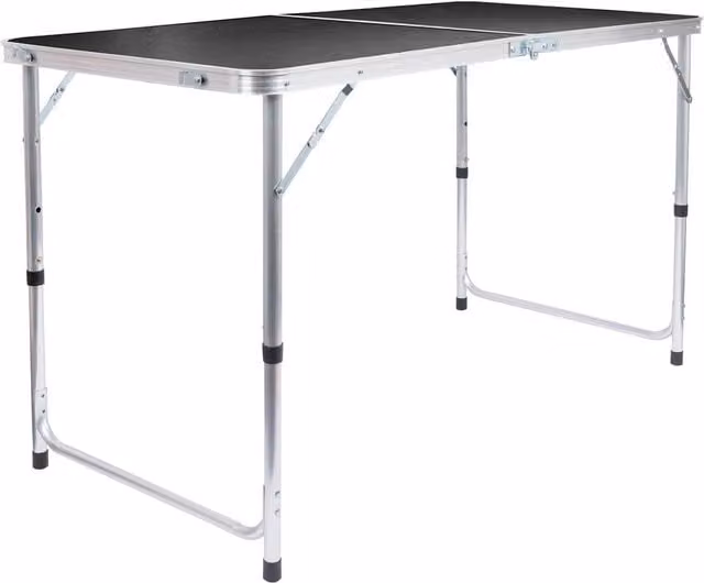 Harbour Housewares Height Adjustable Aluminium Folding Picnic Table, Black, 120 cm