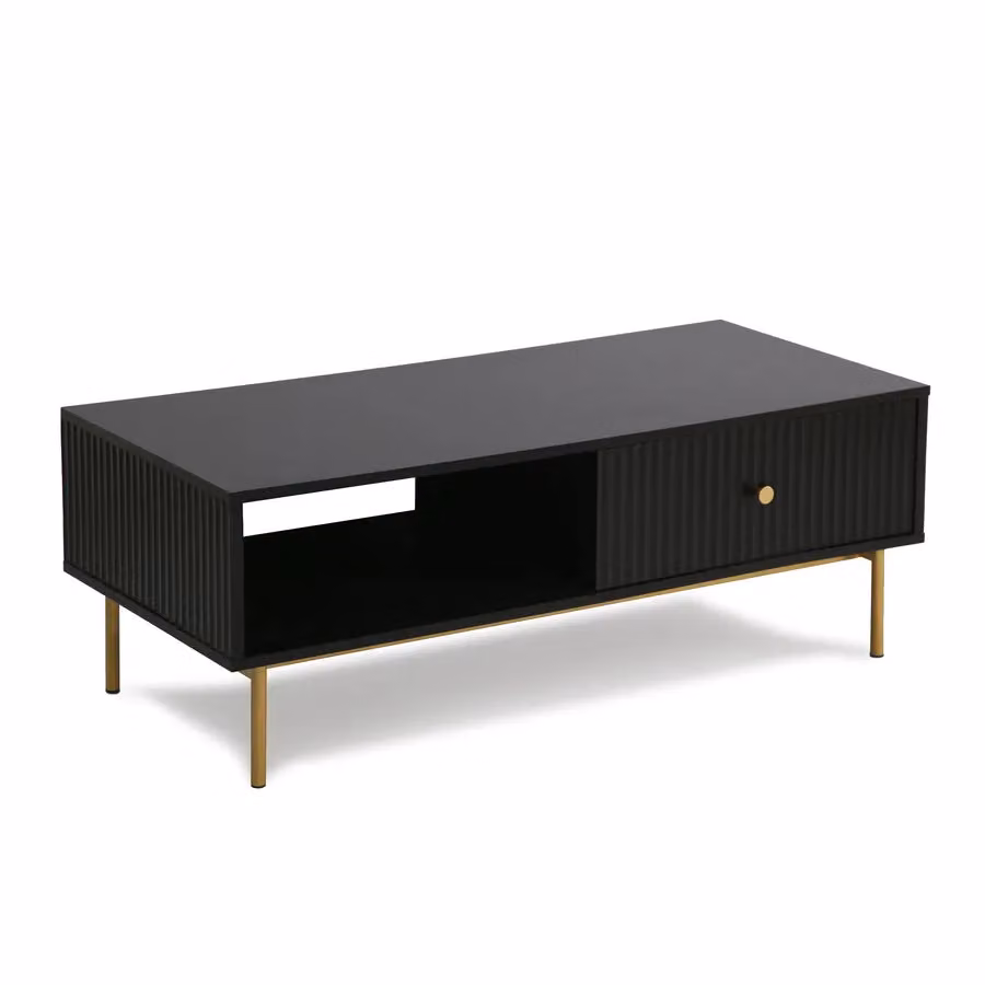Home Garden Direct Mid-Century Rectangular Metal Coffee Table in Black – 2