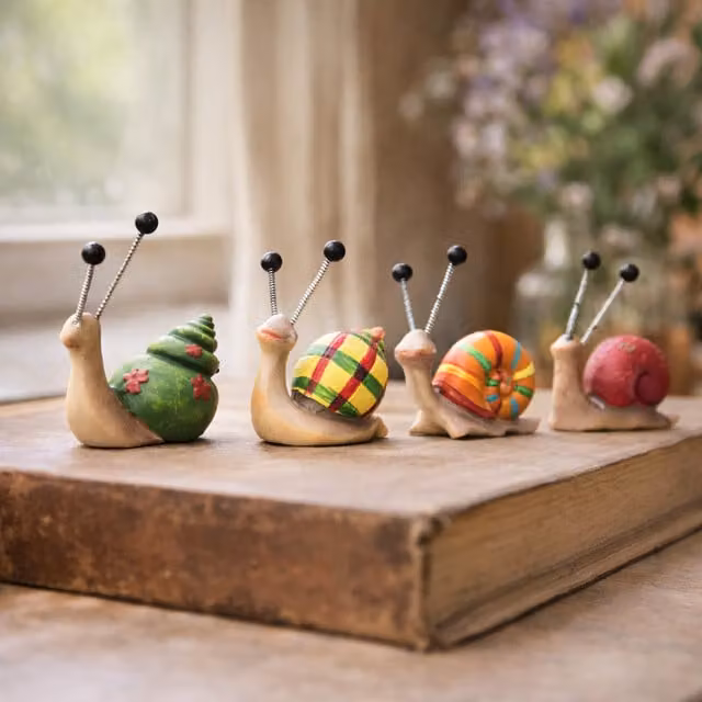 Garden Mile 4-Piece Multicoloured Ceramic Snail Garden Ornaments