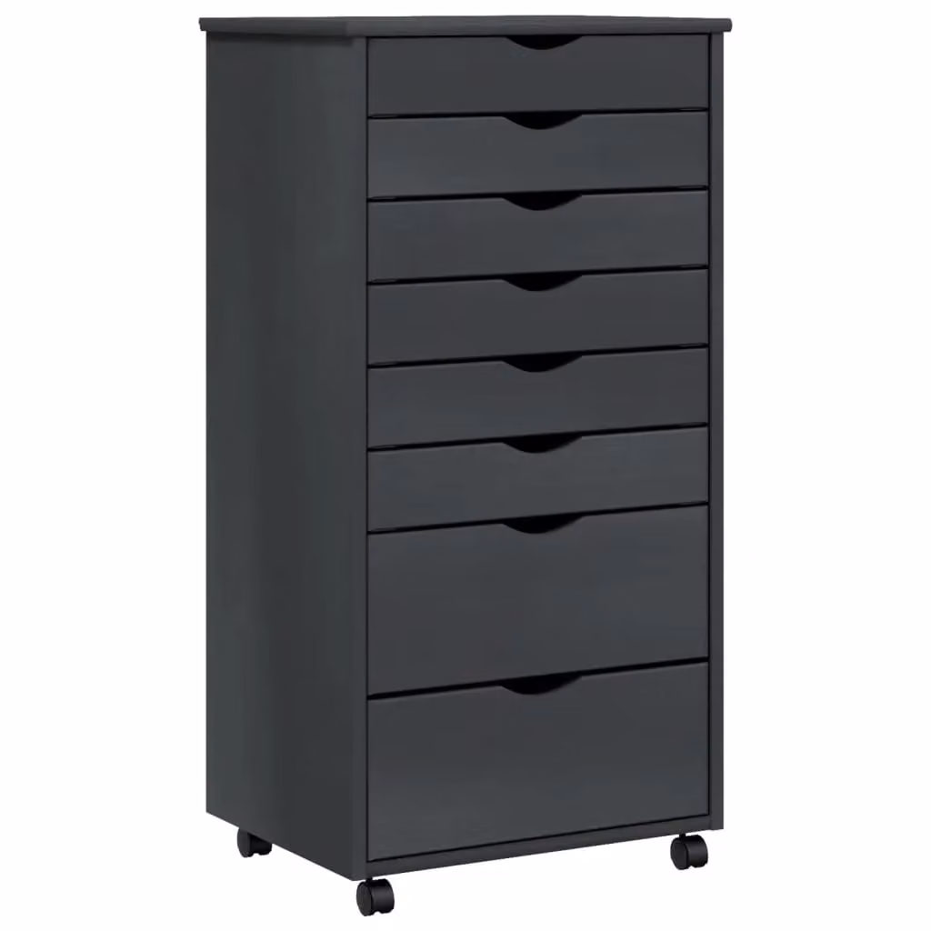 Berkfield Home Rolling Cabinet with Drawers in Moss Grey Solid Pine Wood – 2