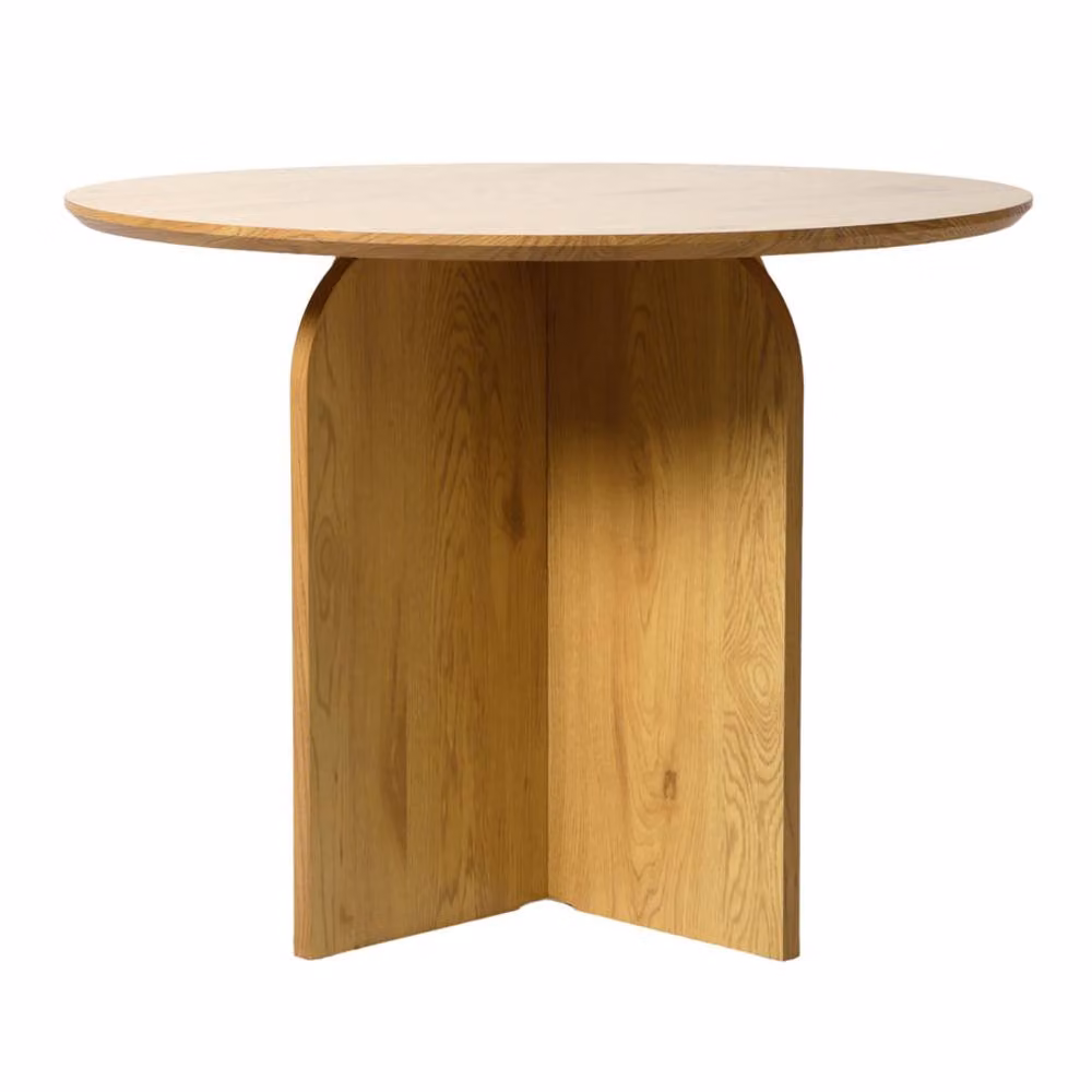 Home Garden Direct NYX Modern Round Dining Table, Light Brown Wood or Stone Effect, Diameter: 100 cm – 2