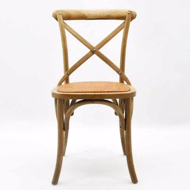 Minster French Cross Back Dining Chair in Brown Wood, W: 49 cm, D: 46 cm, H: 88 cm