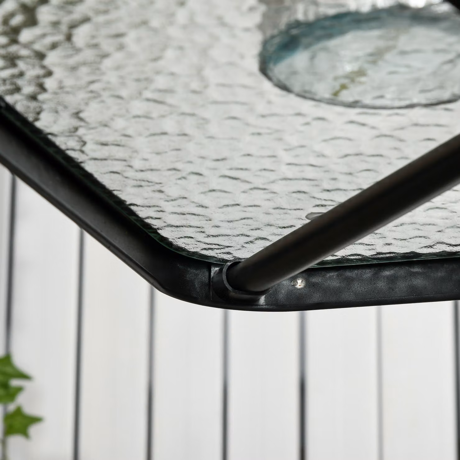 Outsunny Modern Square Bistro Patio Table with Matt Black Powder Coated Steel Frame and Tempered Glass Top featuring Umbrella Hole – 6