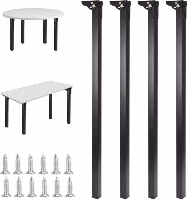 EONLION 4pcs Heavy Duty Steel Folding Table Legs for Campervans, Black