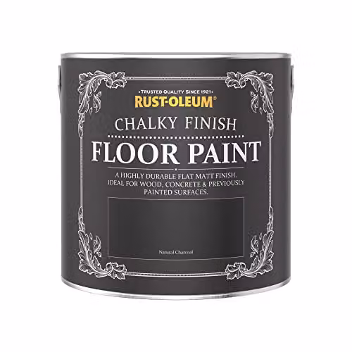 Rust-Oleum Black Scratch Proof Floor Paint in Matt Finish, Natural Charcoal (Black), 2.5L – 3