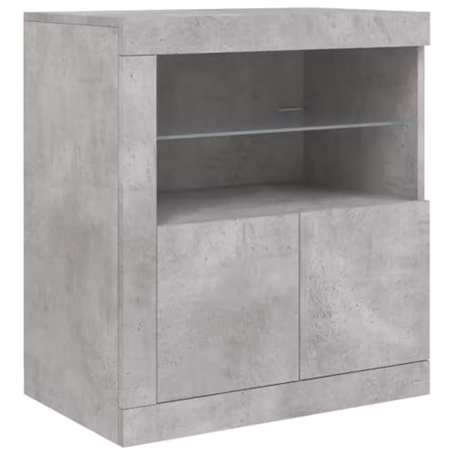 vidaXL Modern Sideboard with Integrated LED Lights in Matt Concrete Grey, W: 60.5 cm, D: 37 cm, H: 67 cm – 1