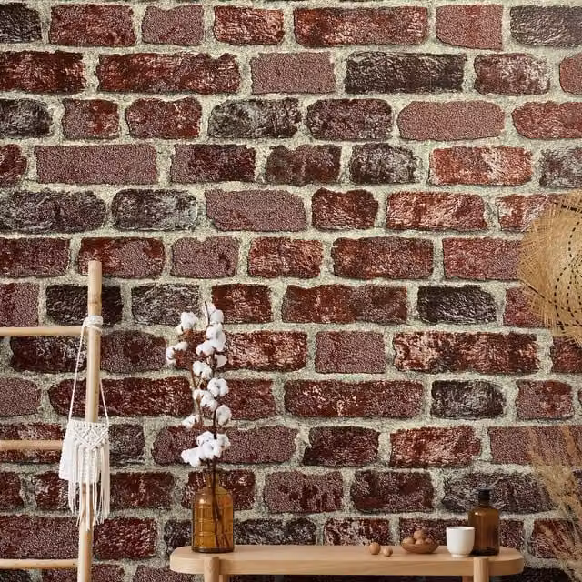Galerie Industrial Effects City Brick Wallpaper in Red