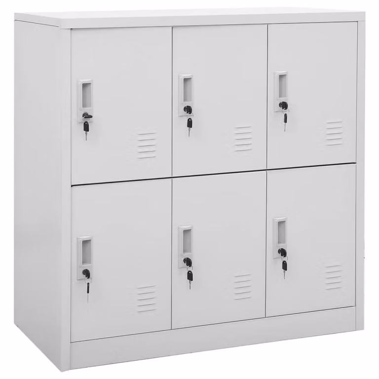 Berkfield Home Metal Locker Cabinets, 5 Piece Set in Light Grey, W/D/H: 90 x 45 x 92.5 cm
