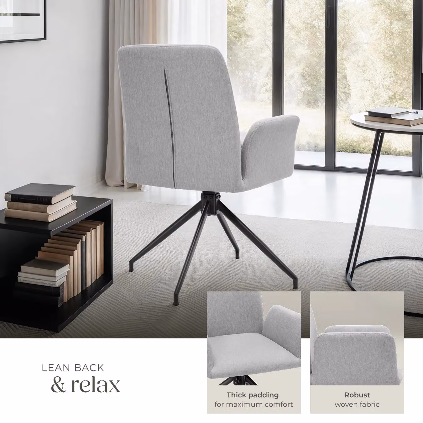 tectake Daya Swivel Chair Set of 4 in Light Grey – 3